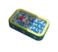 Chrees Piscina Inflable para Niños Rectangular de 1,5 M de PVC Plegable Portátil con Diseño Inflable Automático y Protección Solar para Viajes de Verano Al Aire Libre (Azul)