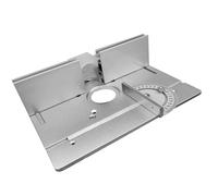 Chrees Placa de Inserción de Mesa de Enrutador, Placa Abatible de Mecanizado CNC de Aleación de Aluminio con Varilla de Empuje Giratoria de 180 ° y Respaldo Deslizante, para Mesa de