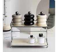 Chrees Soporte Qtip, Contenedor de Almacenamiento de Hisopos de Algodón de Resina Hecho a Mano con Tapa de Sellado, Bola de Acero Inoxidable, para Regalo Organizador de Maquillaje (Negro Tres Capas)