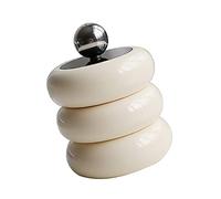 Chrees Soporte Qtip, Contenedor de Almacenamiento de Hisopos de Algodón de Resina Hecho a Mano con Tapa de Sellado, Bola de Acero Inoxidable, para Regalo Organizador de Maquillaje (Blanco Lechoso 3