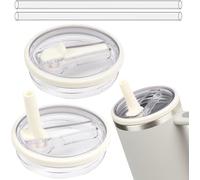 CHRI 2 tapas a prueba de fugas para taza stanley de 30 oz, para tapa Stanley Cup 2.0 (repuesto de 0,89 L), con 2 pajitas y 1 cepillo de limpieza (2 unidades blancas, 30 oz)