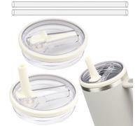 CHRI 2 tapas de repuesto para Stanley Cup, accesorios para copa stanley con 2 pajitas de repuesto (2 unidades blancas, 40 oz)