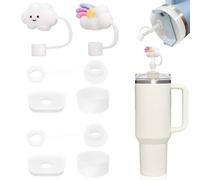 CHRI 8 piezas pajita cubierta para copa stanley, accesorios para accesorios de copa stanley con tapa de paja de nube