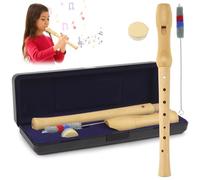 CHRI Flauta dulce de madera de soprano, flauta dulce de madera de estilo alemán, instrumento para niños, adultos, principiantes, agarre barroco, tecla C