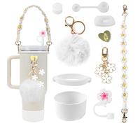 CHRI Juego de 10 accesorios decorativos para Stanley Cup, protección contra fugas y accesorios de protección para Stanley Cup 30 oz-40oz (blanco, 7 piezas)