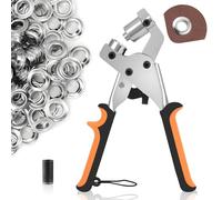 CHRI Juego de alicates profesionales con 520 ojales (diámetro de 10 mm), prensa magnética de ojales de acero endurecido, alicates para ojales, lonas, pancartas de PVC, cartón, cuero, cinturones, telas