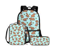 Chririnla Mochila escolar de 3 piezas para niños y niñas, con dibujos animados, bolsa de almuerzo, estuche para lápices, bolsas de viaje, mochila de senderismo, Excavadora de camiones de ingeniería,