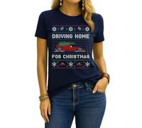 Chris Rea - Driving Home for Christmas Ferrari | Ugly Christmas Christmas - Camiseta para mujer, azul marino, S