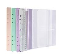 Chris.W Papel de recambio A5, paquete de 3 hojas de 40 hojas de papel de cuadrícula colorida A5, 3 bolsillos para carpeta, 1 marcador de página, insertos de cuaderno de 6 agujeros para 6 anillas