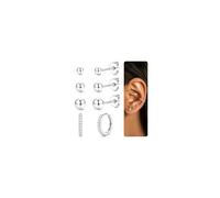 Chriscoco 4 Pares Pendientes Mujer Plata De Ley 925 Piercing Oreja Aros Plata/Oro Hipoalergenicos Pendientes Pequeños Para Múltiples Piercings