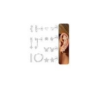 Chriscoco 7 Pares Pendientes Plata de Ley 925 14K Chapado Oro Pendiente Mujer Piercing Oreja Hipoalergenicos Pendientes Aros Plata Dorados Piercing Tragus Helix Cartílago