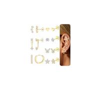 Chriscoco 7 Pares Pendientes Plata de Ley 925 14K Chapado Oro Pendiente Mujer Piercing Oreja Hipoalergenicos Pendientes Aros Plata Dorados Piercing Tragus Helix Cartílago