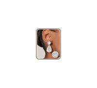 Chriscoco Pendientes Mujer Plata de Ley 925 Antialergico Largos Pendientes Oro 14K Chapados Pendiente Colgantes Aretes de Mujer Hipoalergenicos Martillados Ligeros Grande Pendiente Dorados