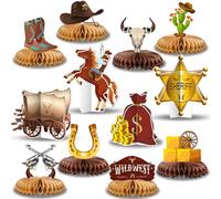 Chrisfall 12 Decoraciones para Fiestas de Vaqueros Occidentales Decoraciones de Mesas de Fiesta de Vaqueros de Panal del Salvaje Oeste para Vaquero Cumpleaños Fiesta de Bienvenida al Bebé Suministros