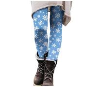 Christ 2026 - Mallas de cintura alta para mujer, con estampado navideño, levantamiento de cadera, pantalones de yoga (4), azul claro, M