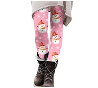 Christ 2026 - Mallas de cintura alta para mujer, con estampado navideño, levantamiento de cadera, pantalones de yoga (4), rosa, M