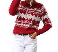 Christ 2026 - Suéter de Navidad para mujer con cuello redondo y cuello redondo para mujer, rosso, S