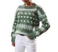 Christ 2026 - Suéter de Navidad para mujer con cuello redondo y cuello redondo para mujer, verde, M