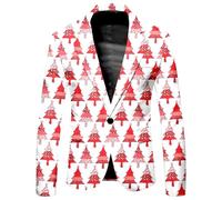 Christ 2026 - Traje estampado navideño para hombre para negocios y comercio exterior, holgada, cómoda y a la moda, blanco, L