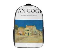Christ Blessing Mochila escolar con impresión 3D para niños, mochila de ocio de moda de gran capacidad, mochila de viaje para niños, Van Gogh Yellow House, 17"