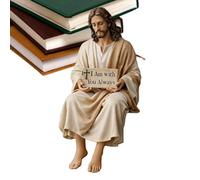Christ Statue - Holy Symbol Carving, Divine Room Figurine for Cabinet Showcase, Faith Display Accent with Handmade Craft, Religious Decor, Inspirational Wall Sculpture for Office and Dashboard