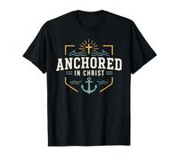 Christian Anchored in Christ Faith Anchor Cross Camiseta gráfica económica