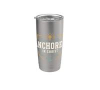 Christian Anchored in Christ Faith Anchor Cross Vaso térmico de acero inoxidable de doble pared