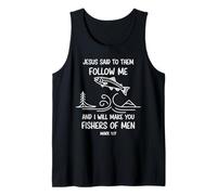 Christian Angler Mark 1:17 Fishers of Men Versículo de la Biblia Camiseta sin Mangas