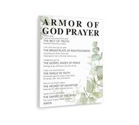 Christian Armor of God Canvas Bible Verse Wall Art Prayer Decor for Home Office Church Spiritual Protection Inspirational Wall Decor(Framed,08x12inch(20x30cm))
