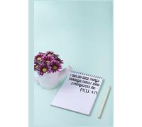 Christian Art gift journal w/scripture I CAN DO ALL THINGS THROUGH CHRIST WHO STRENGHTENS ME Phillipians 4:13 Bible verse Cyan floral 120 ruled pages Hardcover Notebook
