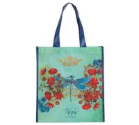 Christian Art Gifts Bolsa de compras multicolor reutilizable de libélula floral para mujer: Hope - Isa. 40:31 Escritura, fácil de sostener, resistente, plegable para alimentos, libros, suministros, color verde azulado