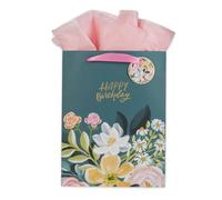 Christian Art Gifts Bolsa de regalo grande con diseño de las Escrituras inspiradoras, etiqueta y juego de papel de seda para mujeres: versículo bíblico alentador de feliz cumpleaños, asas de cinta de