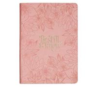 Christian Art Gifts Classic Journal Be Still & Know Ps. 46:10 Bible Verse, Inspirational Scripture Notebook, Ribbon Marker, Pink Vegan Leather Flexcover, 336 Ruled Pages, (8.6" X 6.1" X .9")