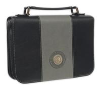 Christian Art Gifts Funda clásica de cuero vegano para hombres y mujeres: Be Strong, negro/gris, XL