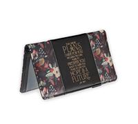 Christian Art Gifts Funda de chequera de cuero vegano de alta calidad para mujer: Esperanza y un futuro inspirador versículo bíblico, negro multicolor floral, Varios colores