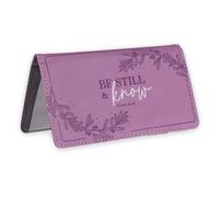 Christian Art Gifts Funda de piel sintética para mujer con diseño de libro de cheques: Be Still and Know - Salmo 46:10 inspirador versículo de la Biblia - Bifold delgado con soporte para tarjeta de