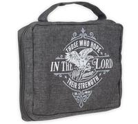 Christian Art Gifts Funda de poliéster con bolsillo con cremallera y almacenamiento para bolígrafos para hombres y mujeres: Hope in The Lord - Isaías 40:31 Versículo bíblico inspirador, negro, gris carbón, grande
