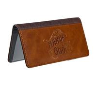 Christian Art Gifts Funda para chequera de cuero vegano prémium para hombres: Hombre de Dios, accesorio inspirador para versículos bíblicos, cheques duplicados, ranuras para tarjetas de