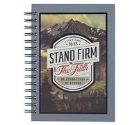 Christian Art Gifts Gray Journal W/Scripture Stand Firm Large Bible Verse Notebook, 192 Ruled Pages, 1 Cor. 16:13 Bible Verse
