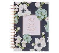 Christian Art Gifts Inspirational Journal, Ask Seek Knock Wide Ruled Notebook, Matthew 7:7 Bible Verse, Blue, 192 Lined Pages W/Scripture, (8.4" X 6.4" X 1")
