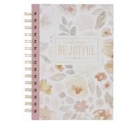 Christian Art Gifts Inspirational Journal, Be Joyful Wide Ruled Notebook, 1 Thess. 5:16 Bible Verse, Dusty Mauve, 192 Lined Pages W/Scripture, (8.4" X 6.4" X 1")