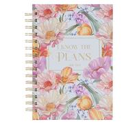 Christian Art Gifts Inspirational Journal, I Know the Plans Wide Ruled Notebook, Jeremiah 29:11 Bible Verse, Pink Floral, 192 Lined Pages W/Scripture, (8.4" X 6.4" X 1")