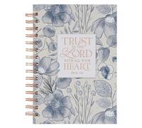 Christian Art Gifts Inspirational Journal, Trust in the Lord Wide Ruled Notebook, Proverbs 3:5 Bible Verse, Blue Floral, 192 Lined Pages W/Scripture, (8.4" X 6.4" X 1")