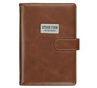 Christian Art Gifts Inspirational Magnetic Closure Journal W/Pen Holder, Stand Firm - 1 Cor. 16:13 Bible Verse, Brown W/Metal Badge Emblem, Wide Ruled Notebook, 336 Lined Pages W/Scripture, 8.8" X 6"