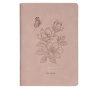 Christian Art Gifts Inspirational Zippered Journal, Be Still Wide Ruled Notebook, Psalm 46:10 Bible Verse, Pink Vegan Leather, 336 Lined Pages W/Scripture, (9" X 6.4" X .9")