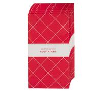 Christian Art Gifts Juego de 12 servilletas decorativas de papel de Navidad para el hogar y la cocina: Noche silenciosa, noche santa, temática de cuadros rojos y blancos para platos de cena