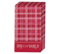 Christian Art Gifts Juego de 12 servilletas decorativas de papel de Navidad para el hogar y la cocina: Joy to the World, diseño de cuadros rojos y blancos para platos de cena, aperitivos, fiestas