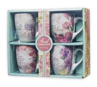 Christian Art Gifts Juego de 4 tazas, diseño floral