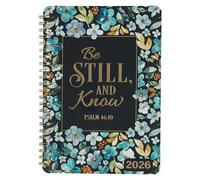 Christian Art Gifts Planificador compacto de 12 meses con espiral para mujer: Be Still & Know - Escritura alentadora, planificación diaria, organización, recordatorios, citas, lindo verde azulado