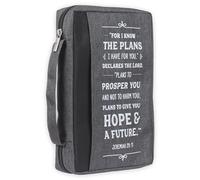 Christian Art Gifts Portada de la Biblia para hombre/mujer, I Know The Plans Jeremiah 29:11, lienzo gris carbón, grande